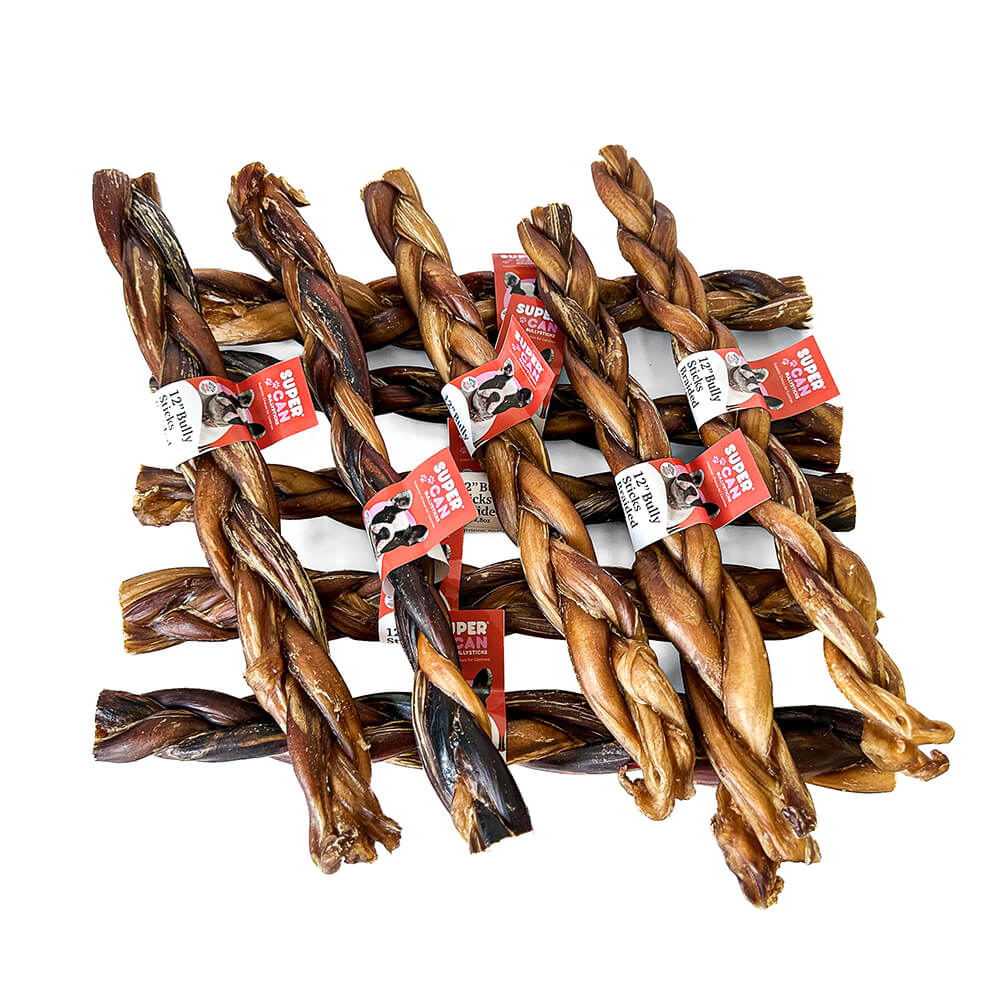 wholesale braided bully sticks bullysticks American bran white label supercan long lasting dog chew