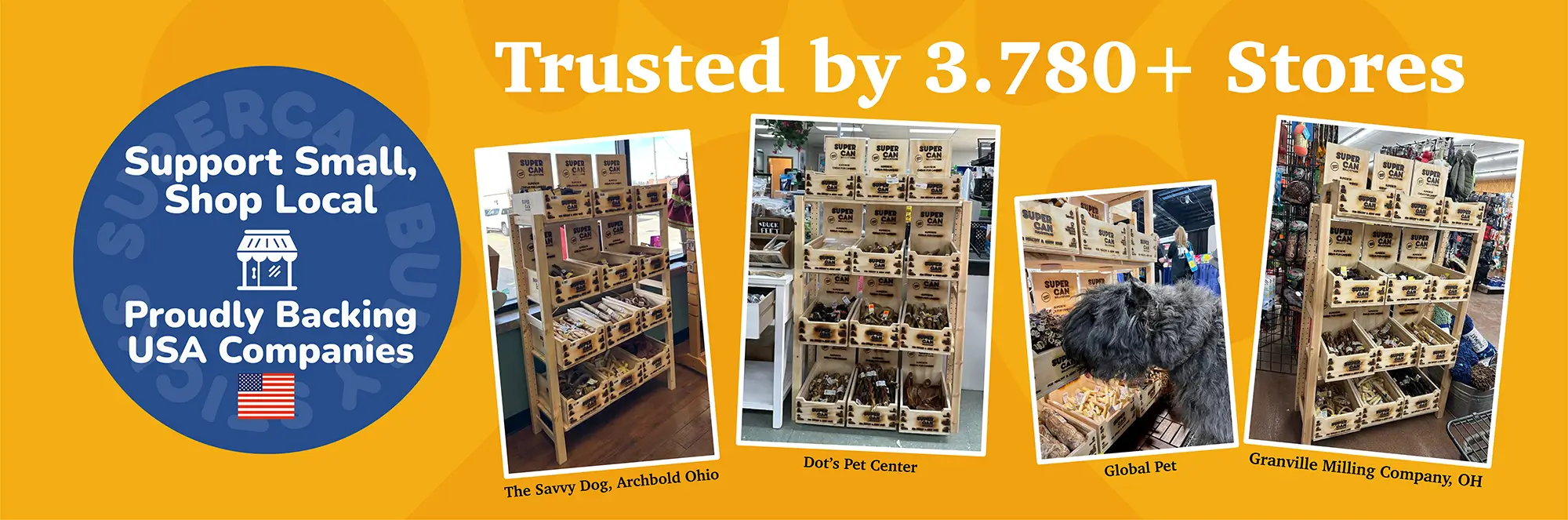 Bulk natural bully sticks displayed for wholesale — single-ingredient dog chews from Supercan Wholesale